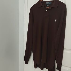 Polo by Ralph Lauren Men's Dark Brown Long Sleeve Polo